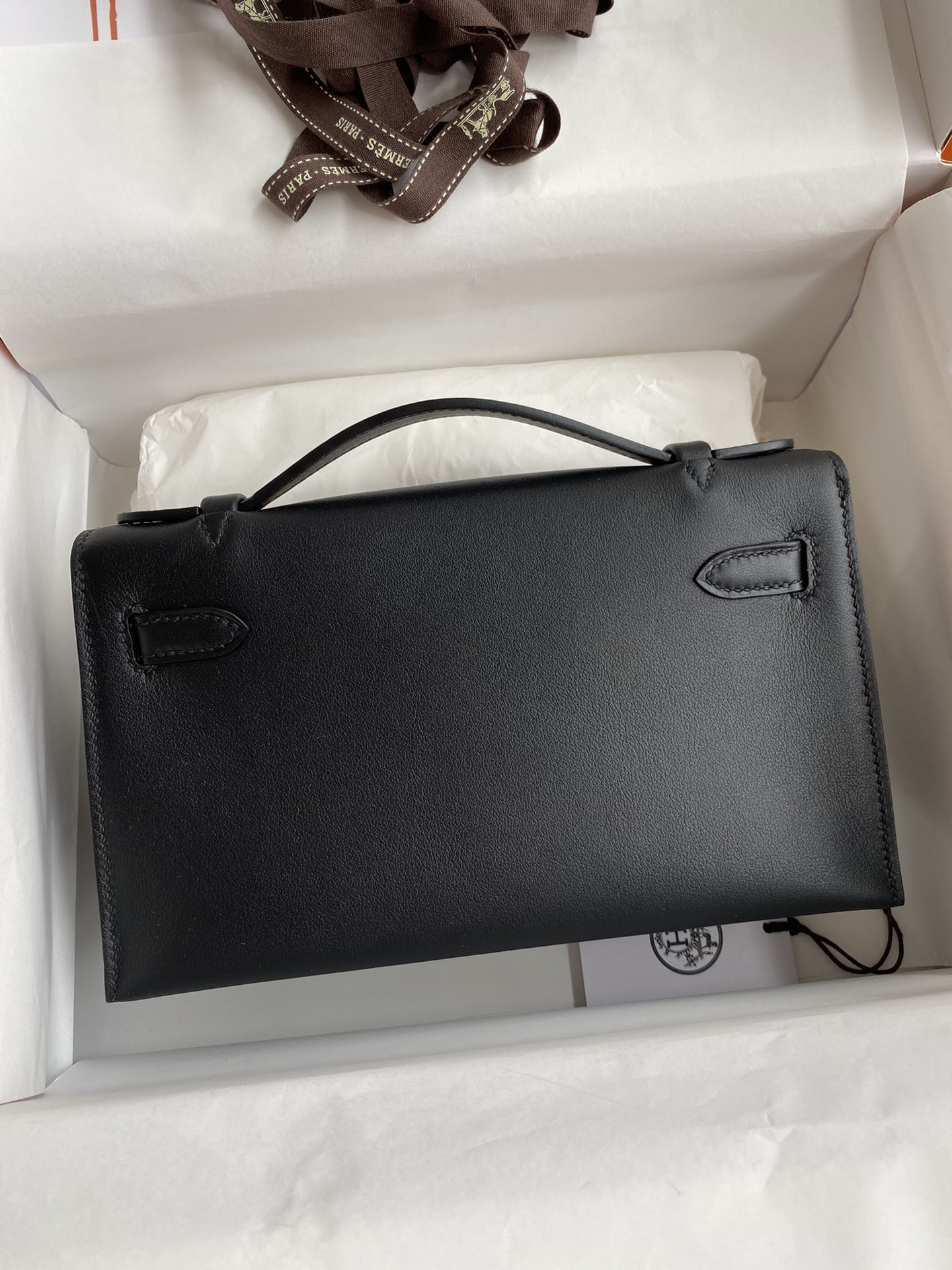 Hermes Mini Kelly Pochette 22cm Bag In Black Swift Leather